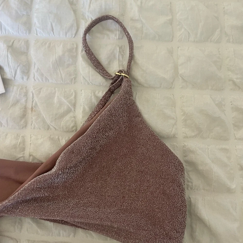 Monday Swimwear St Martin Metallic Maeve Wrap around bikini top